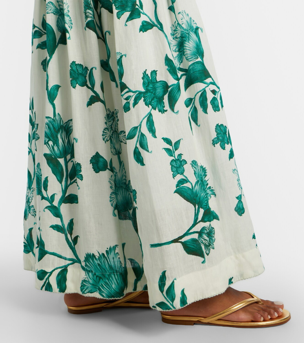 Agua by Agua Bendita Senlis printed off-shoulder linen maxi dress