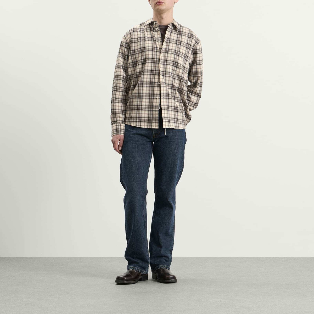 Jeanerica Men's Byron Shirt in Brown Flannel Check