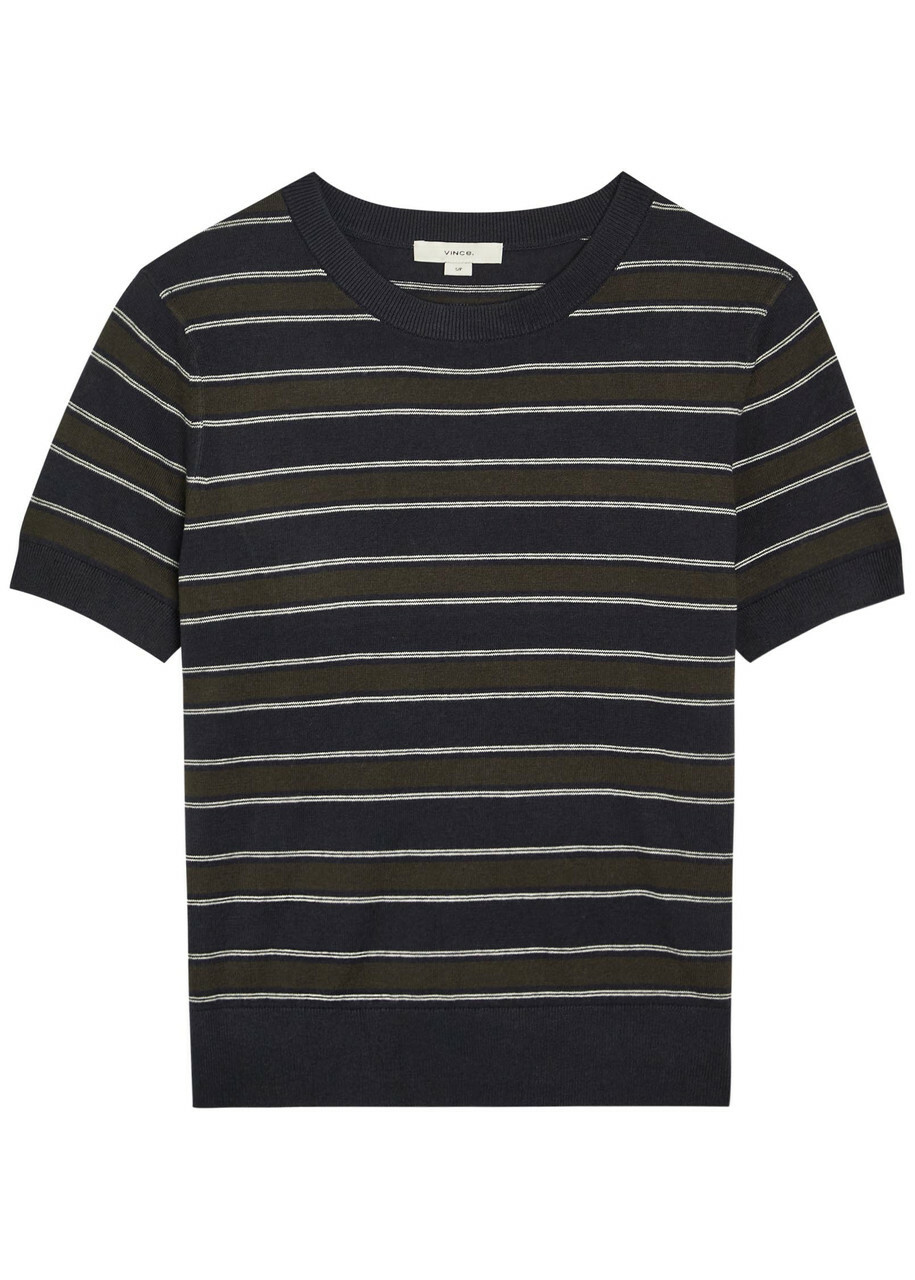 Vince Striped Cotton and Cashmere-blend T-shirt Stripe