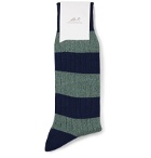 Mr P. - Striped Mélange Cotton-Blend Socks - Green