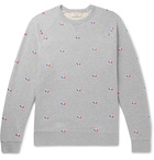 Maison Kitsuné - Embroidered Mélange Loopback Cotton-Jersey Sweatshirt - Gray