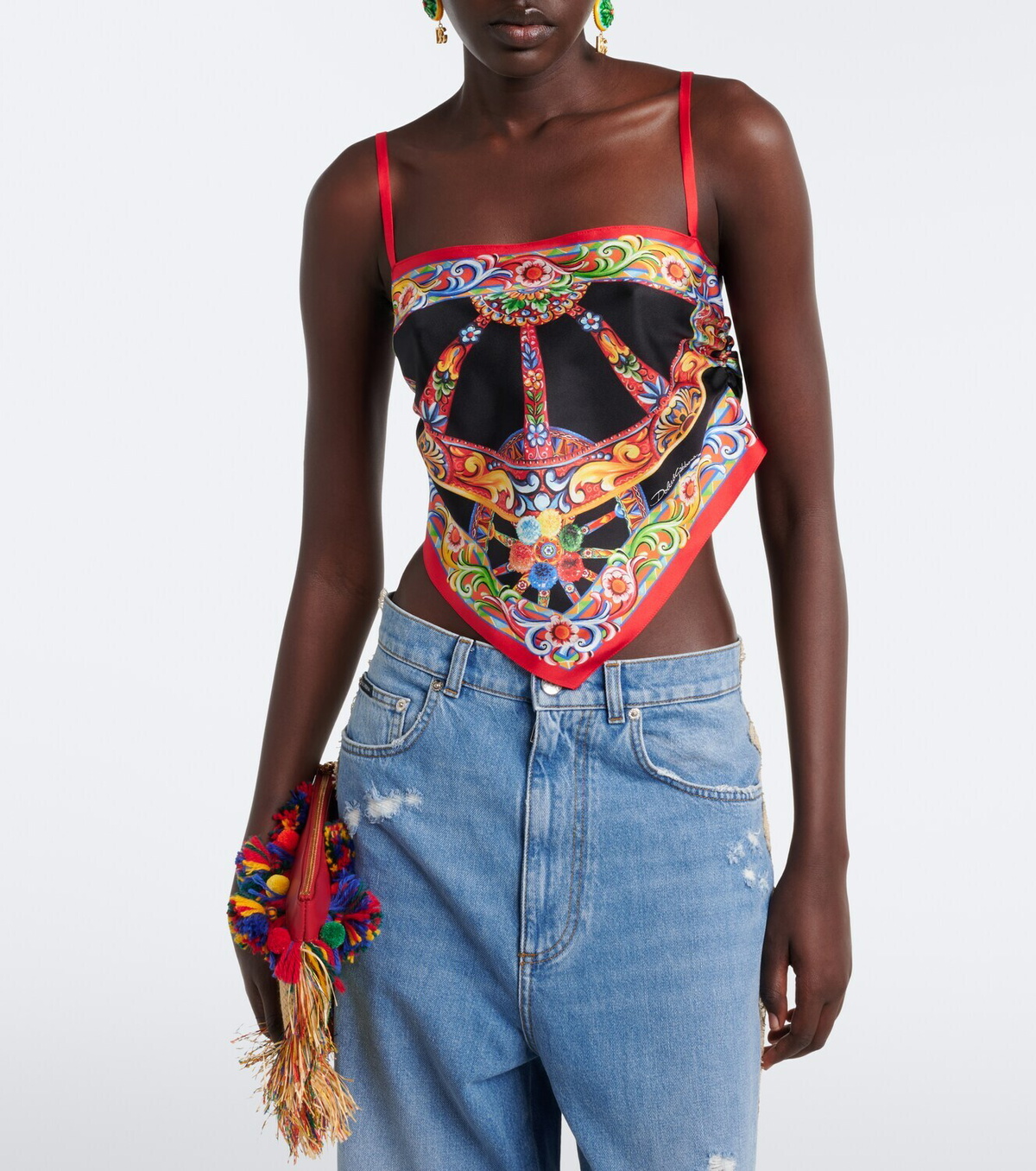 Dolce&Gabbana Carretto silk twill cropped top