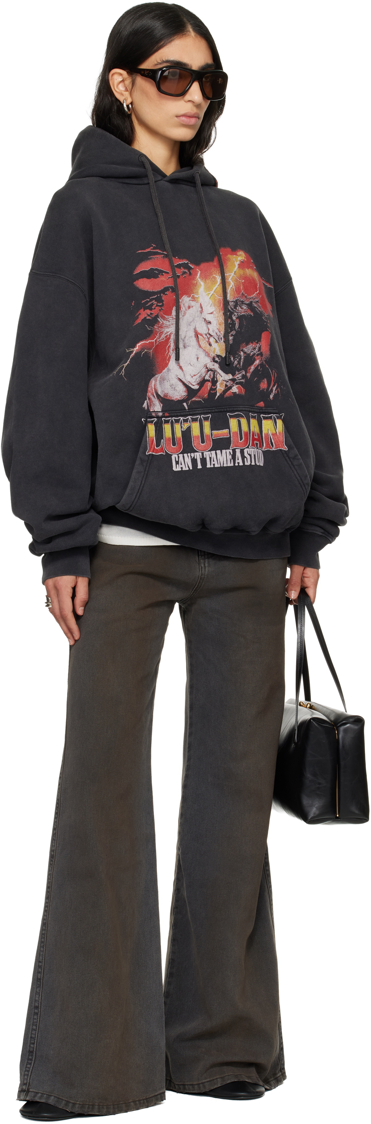 LU'U DAN Gray 'Year of the Horse' Oversized Hoodie