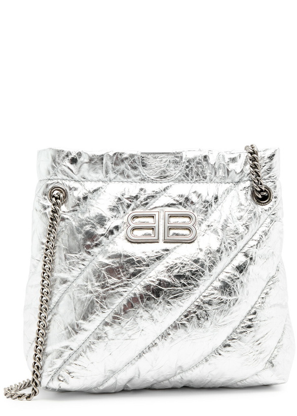 Photo: Balenciaga Crush XS Quilted Metallic Leather Tote - Silver - One Size