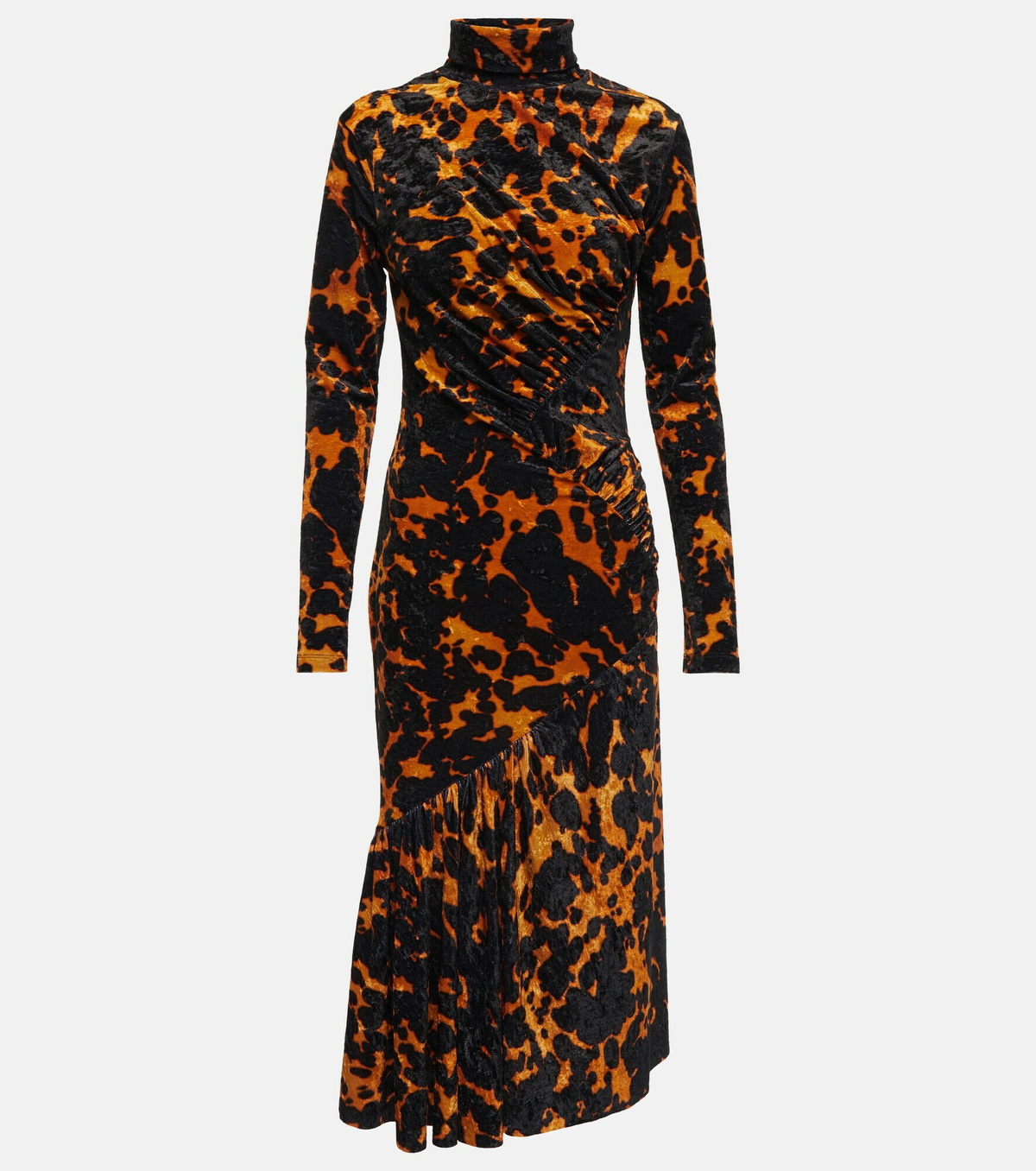 Dries Van Noten - Printed stretch-velvet midi dress Dries