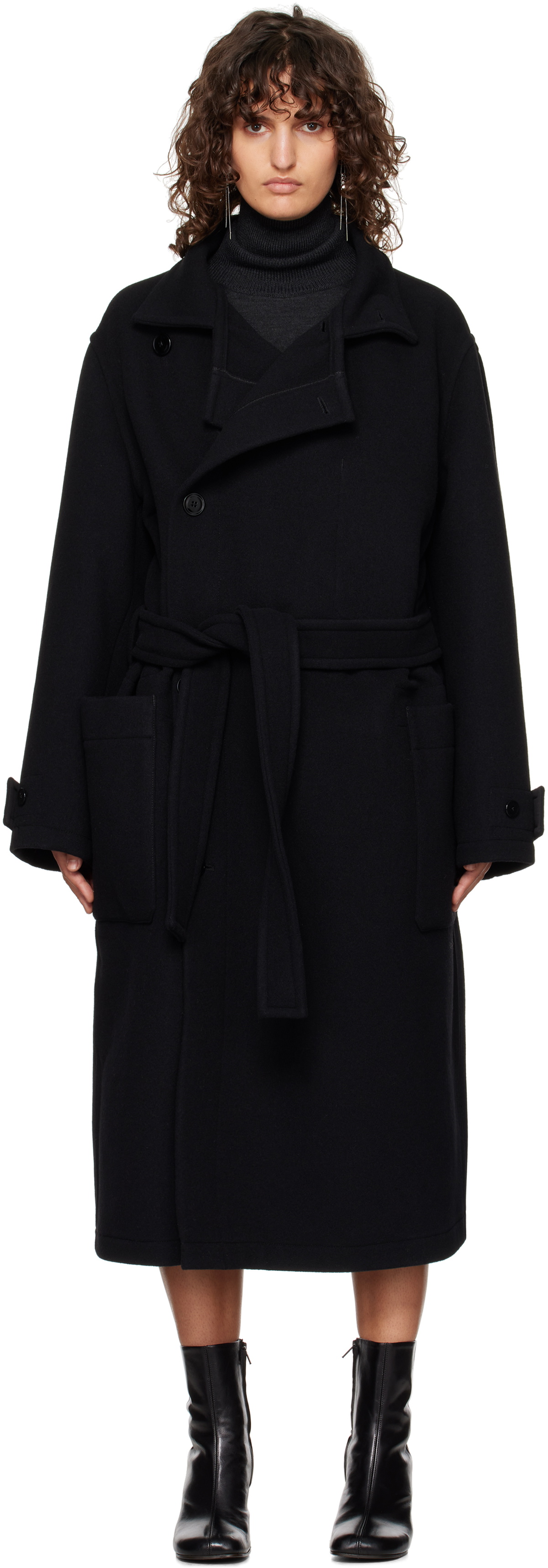 LEMAIRE Black Wrap Coat Lemaire
