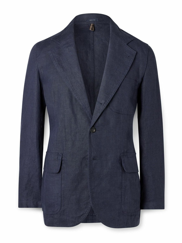 Photo: Drake's - Mk. I Antique Games Unstructured Linen Blazer - Blue