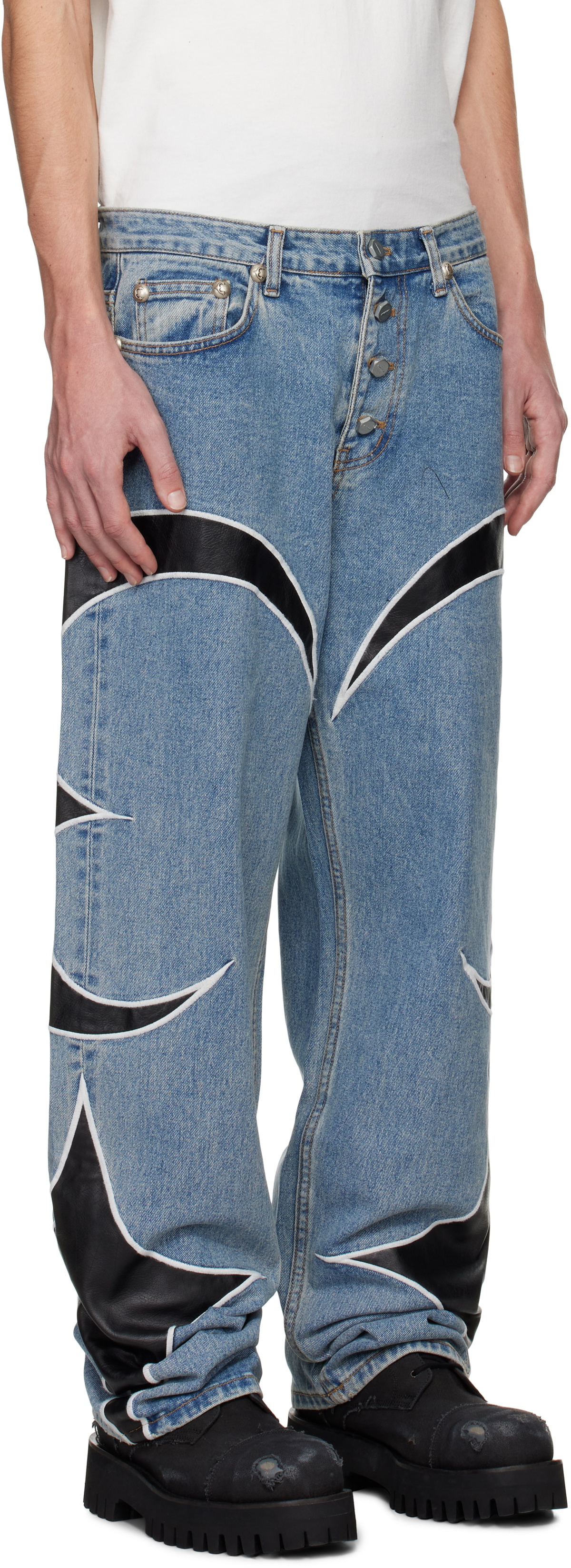 Thug Club Blue Leather Washing Denim Jeans Thug Club Thug Club Blue Leather Washing Denim Jeans Thug Club