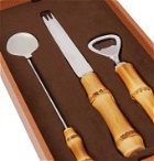 Lorenzi Milano - Bamboo, Leather and Stainless Steel Cocktail Set - Brown