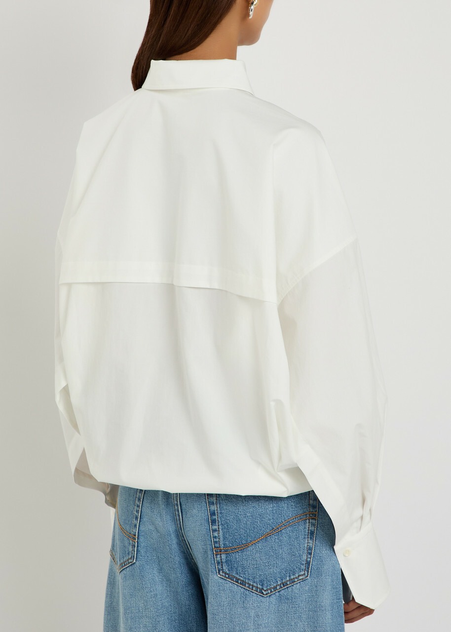 Petar Petrov Wrap-effect Cotton-poplin Shirt White