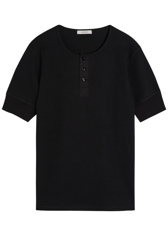Photo: Lemaire Ribbed Cotton-blend Henley T-shirt Black