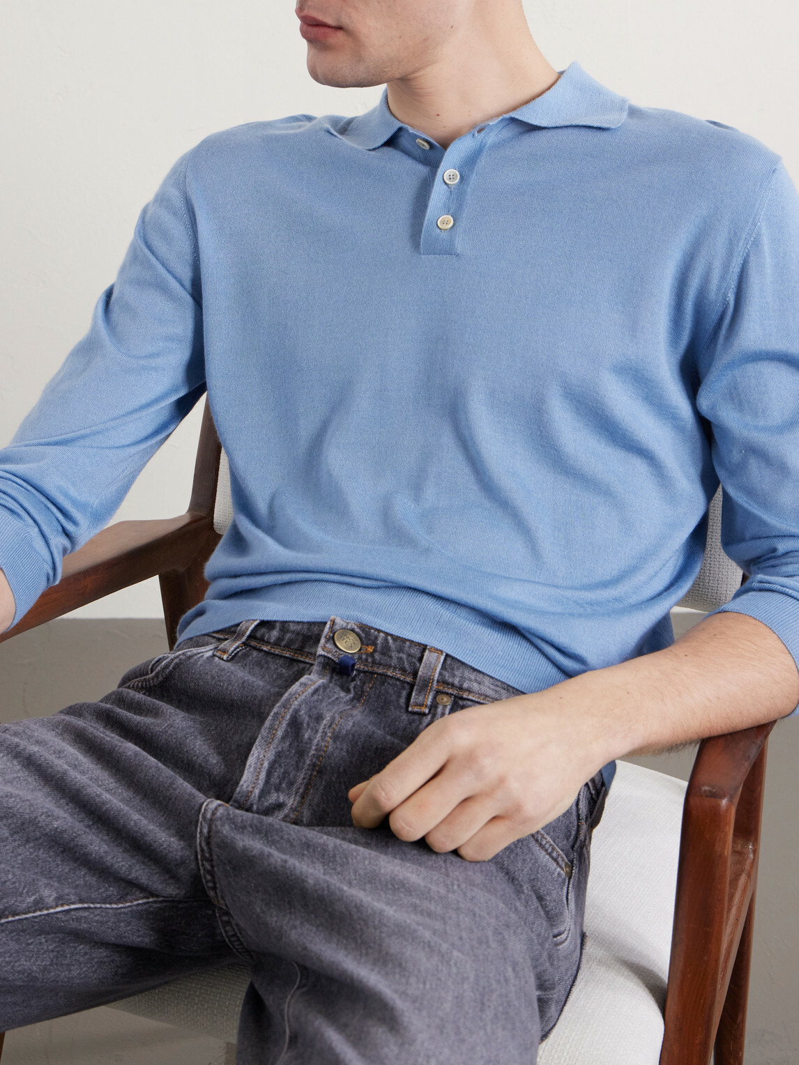 Slowear - Slim-Fit Cashmere and Silk-Blend Polo Shirt - Blue
