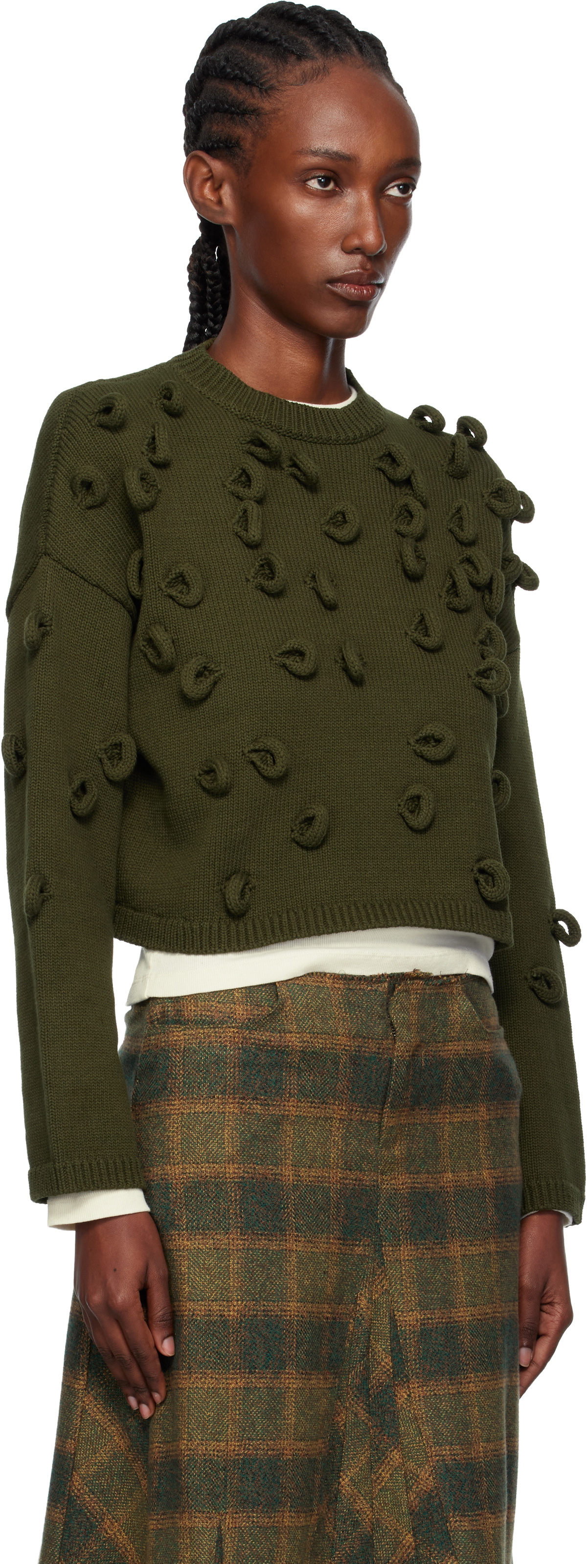 JW Anderson Khaki Cropped Loop Sweater