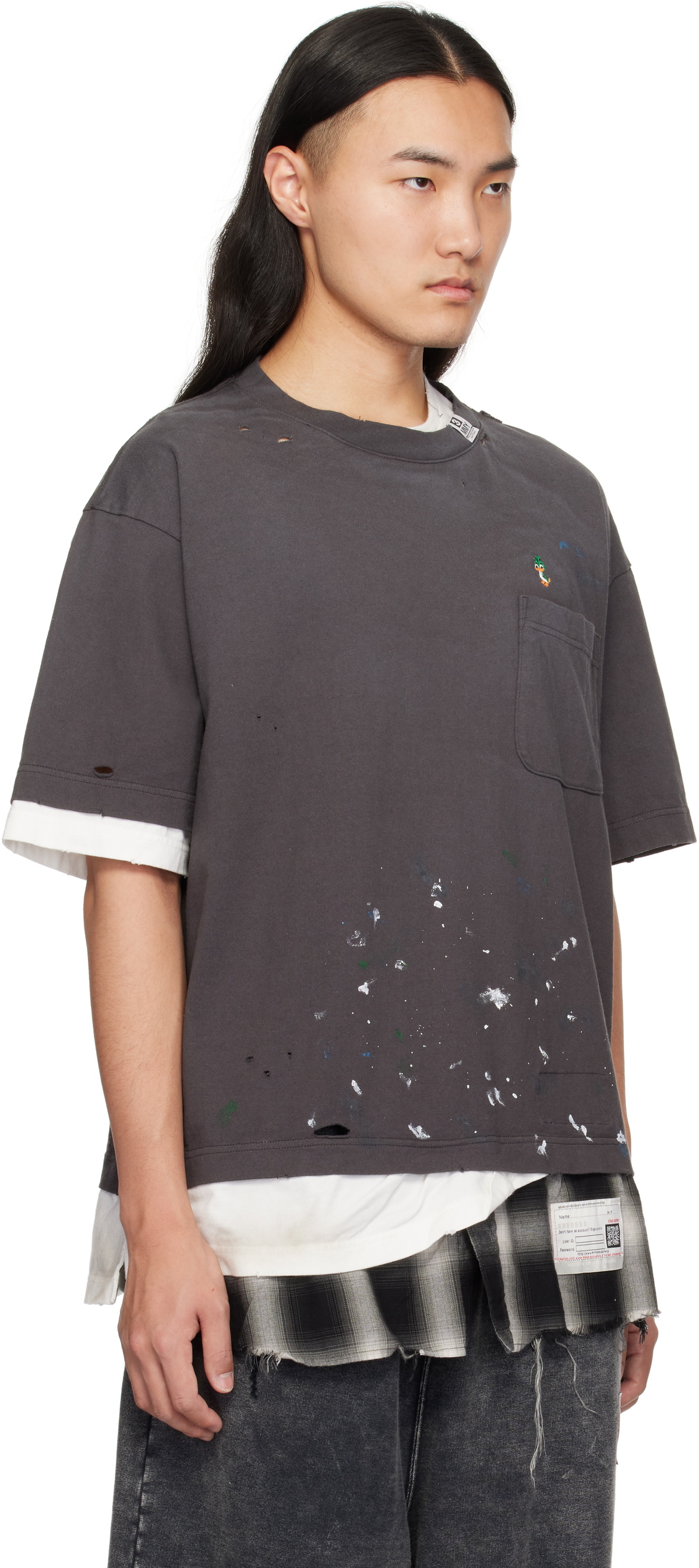 Maison MIHARA YASUHIRO Gray Triple Layered T-shirt Maison