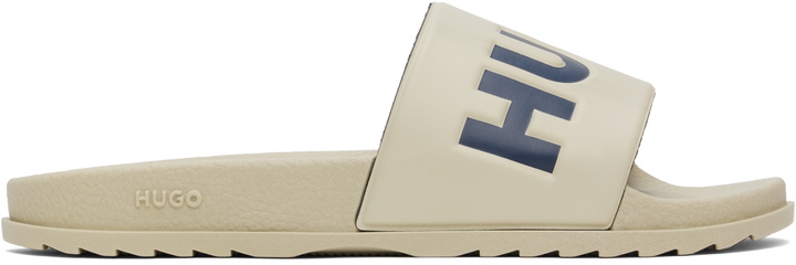 Photo: Hugo Beige Logo Strap Pool Slides