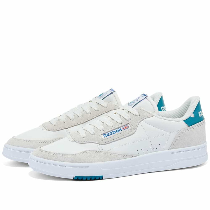 Photo: Reebok Court Peak Sneakers in Chalk/Teal/Blue