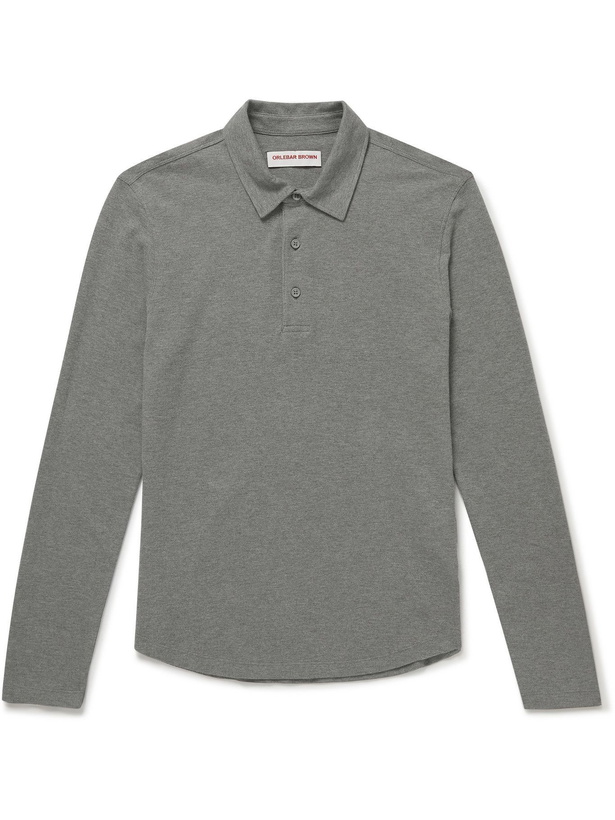 Photo: Orlebar Brown - Linwood Cotton and Cashmere-Blend Polo Shirt - Gray