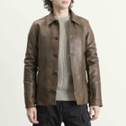 Rick Owens Men's Buttoned Leather Brad Jacket in Washed Black