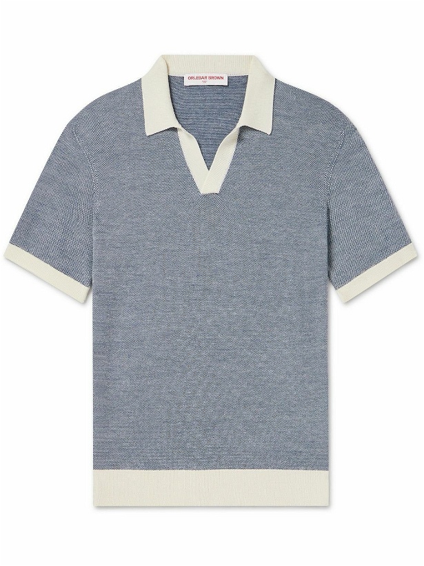 Photo: Orlebar Brown - Horton Wool and Cotton-Blend Polo Shirt - Blue