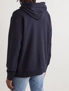 Balmain - Logo-Flocked Cotton-Jersey Hoodie - Blue