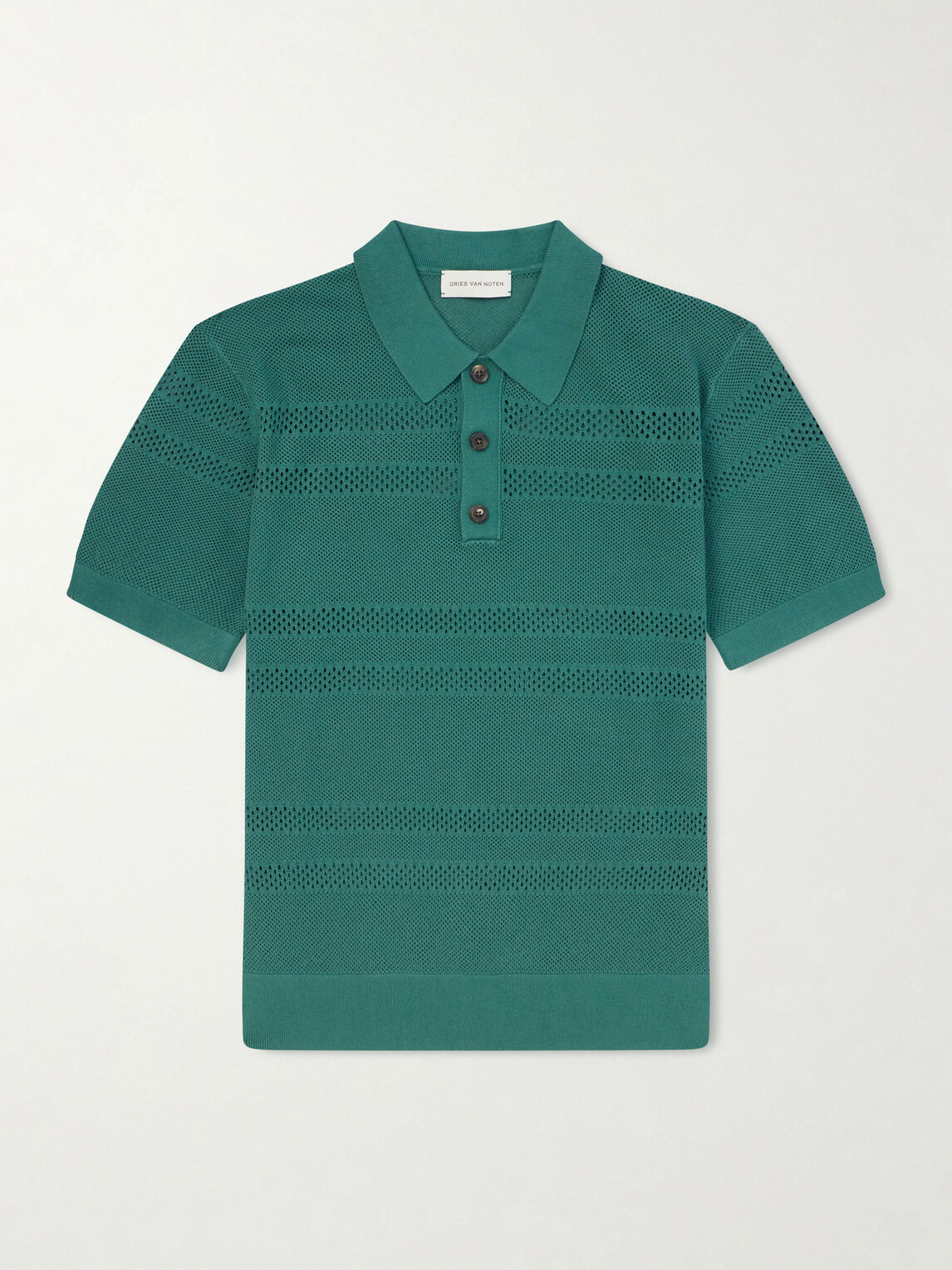 Dries Van Noten - Open-Knit Polo Shirt - Green Dries Van Noten