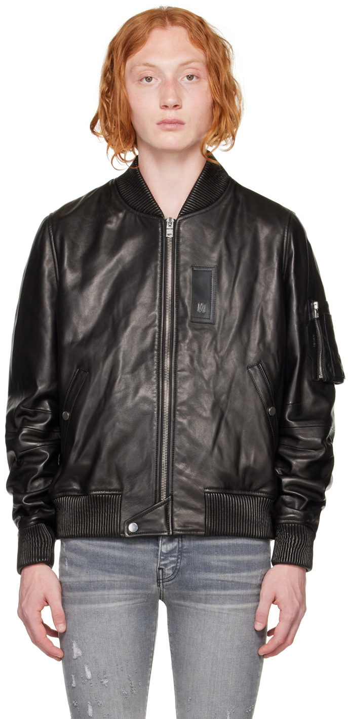 AMIRI Black Bomber Leather Jacket Amiri