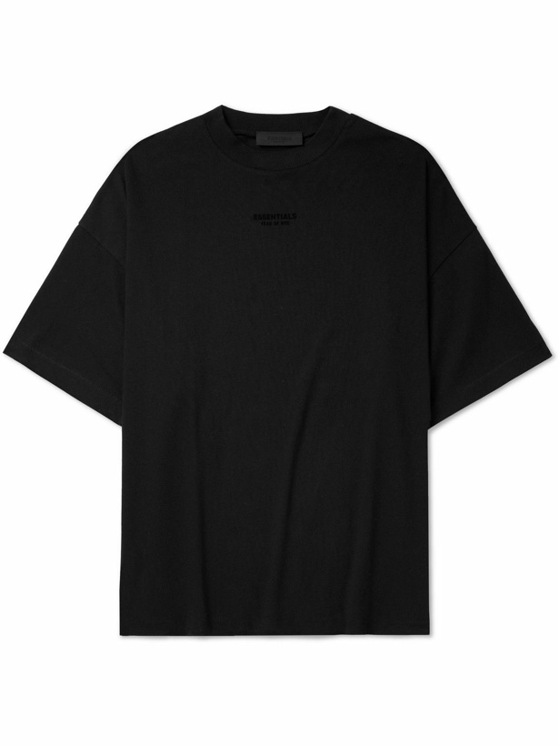 Photo: FEAR OF GOD ESSENTIALS - Logo-Appliquéd Cotton-Jersey T-Shirt - Black