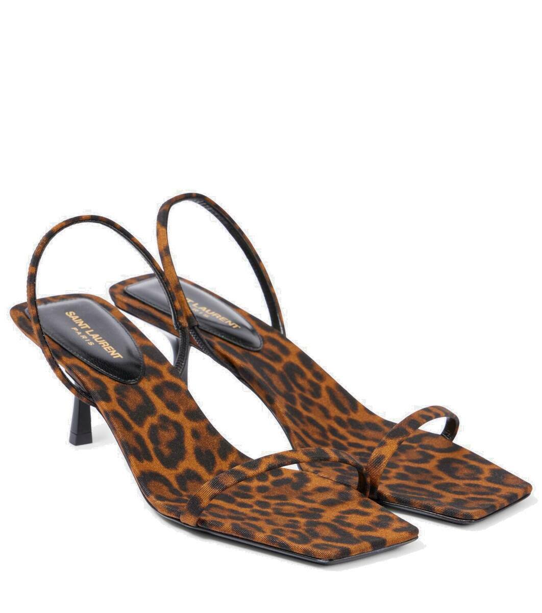 サンダル・ミュール SAINT LAURENT MULE JILL IN GROS-GRAIN LEOPARD PRINT Saint Laurent Mule Jill in gros-grain leopard print – Lord