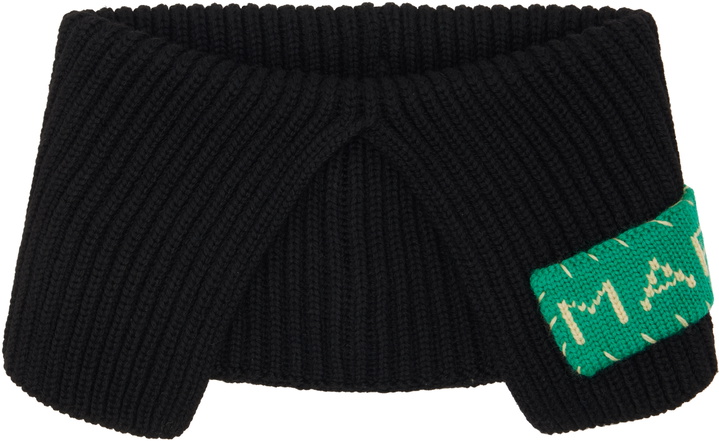 Photo: Marni Black Fisherman Rib Wool Pullover Scarf