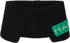Marni Black Fisherman Rib Wool Pullover Scarf