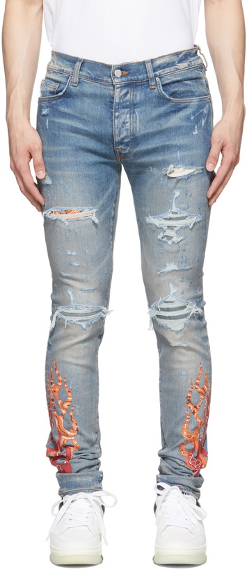 Photo: AMIRI Blue Bandana Flame Jeans