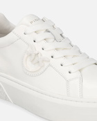 Pinko Leather Sneakers With Platform Sole Milk White