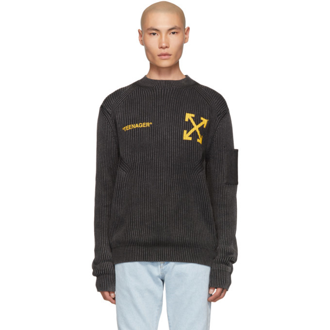 Off White Black Knit Flamed Bart Sweater