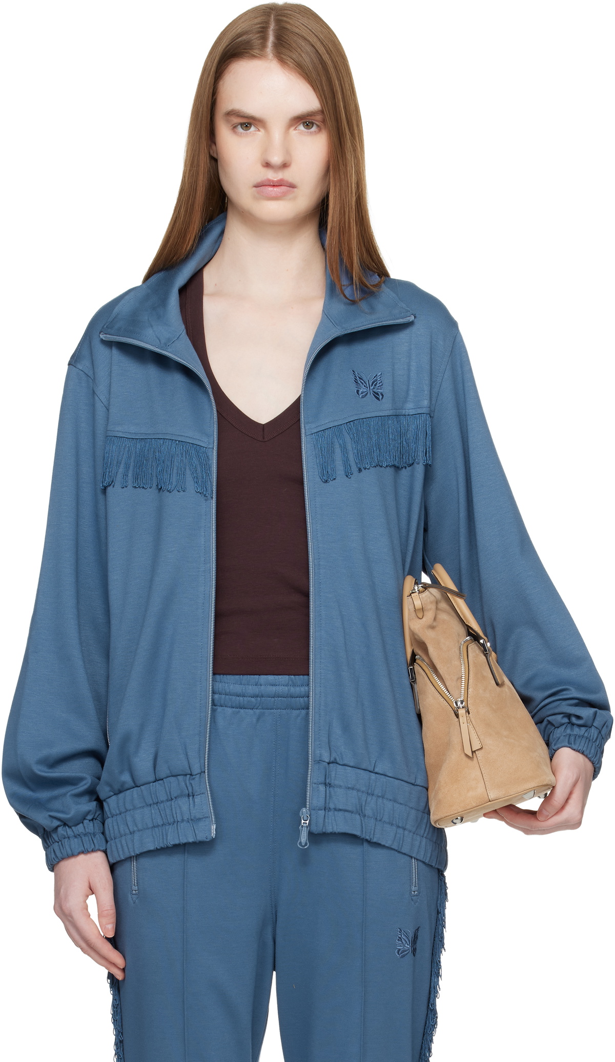 Needles Women's Poly Smooth Track Jacket in Navy Needles