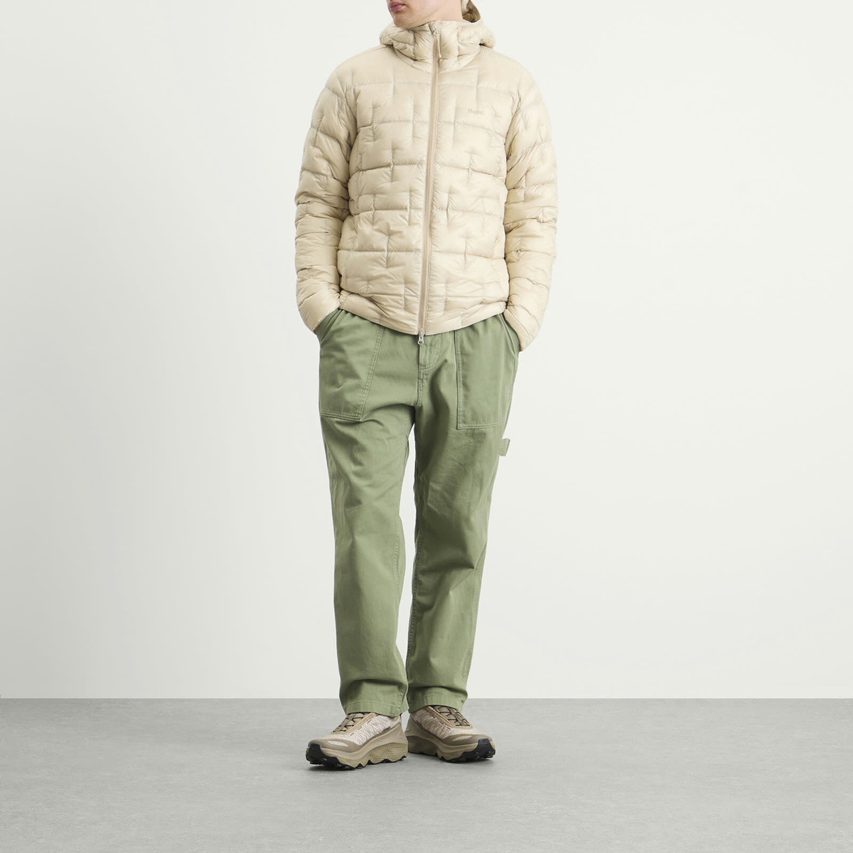 Haglöfs Men's Hede Down Hooded Jacket in Chalk Beige