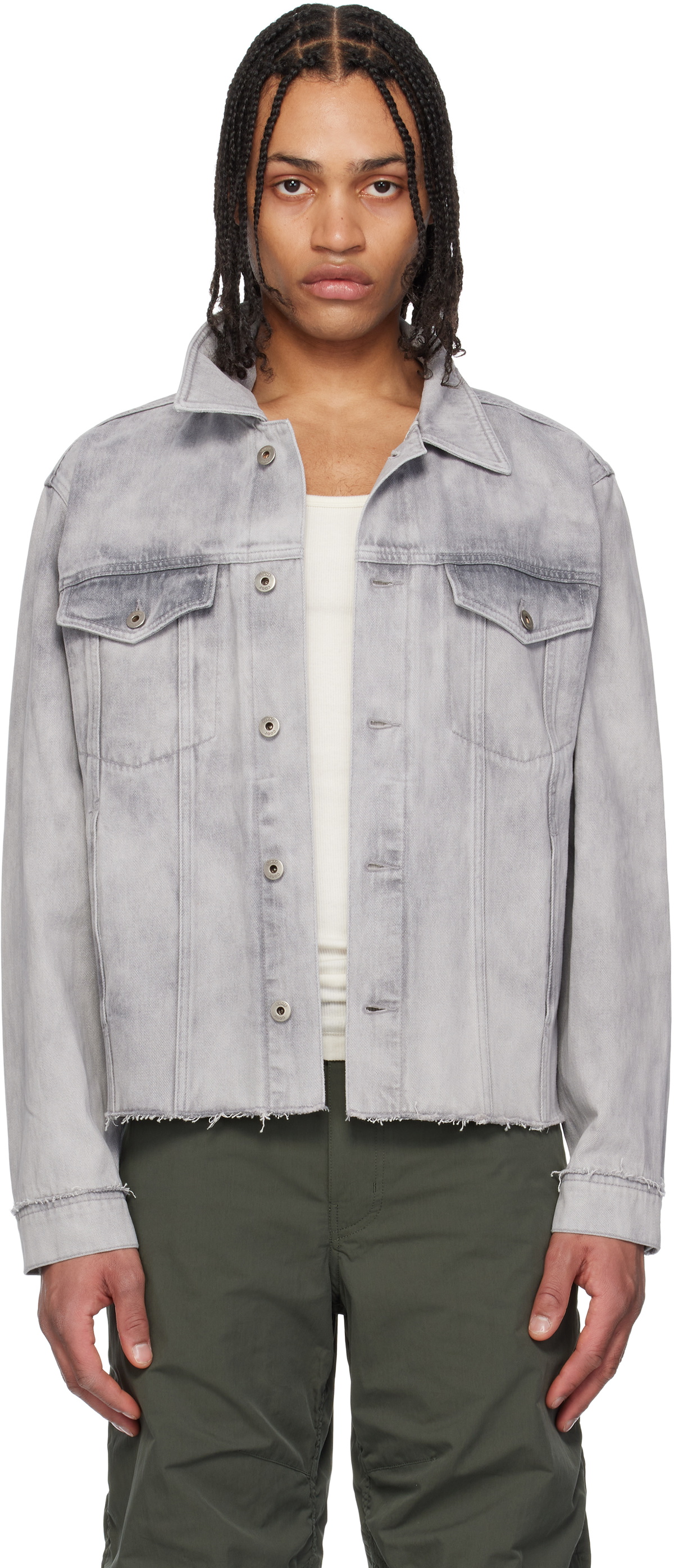 COOR Gray Shadow Washed Cutoff Denim Jacket