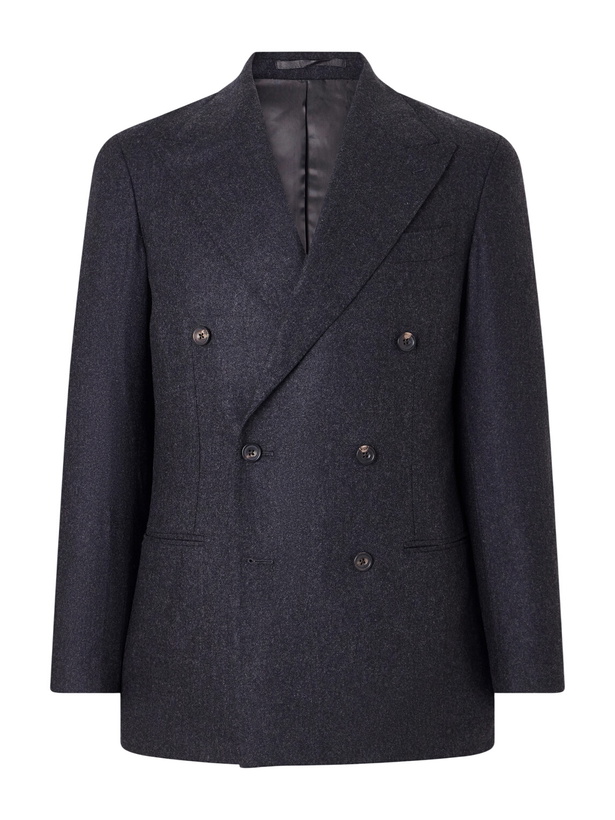 Photo: J. Mueser - Waverly Double-Breasted Virgin Wool Suit Jacket - Gray