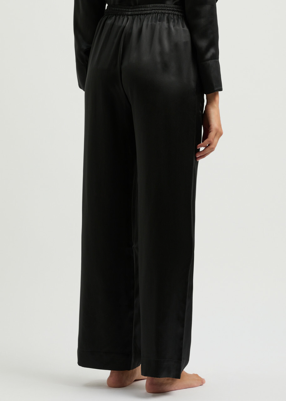 Fleur OF England Fleur du Jour Silk-satin Pyjama Trousers Black