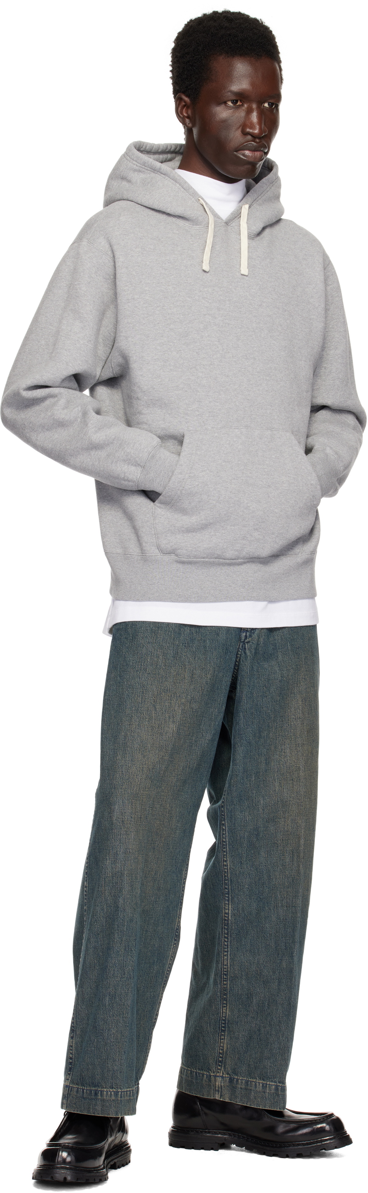 BEAMS PLUS Gray Sweat Pullover Raised Back Hoodie