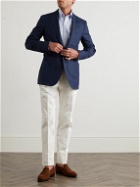 Kingsman - Wool, Linen and Silk-Blend Hopsack Blazer - Blue