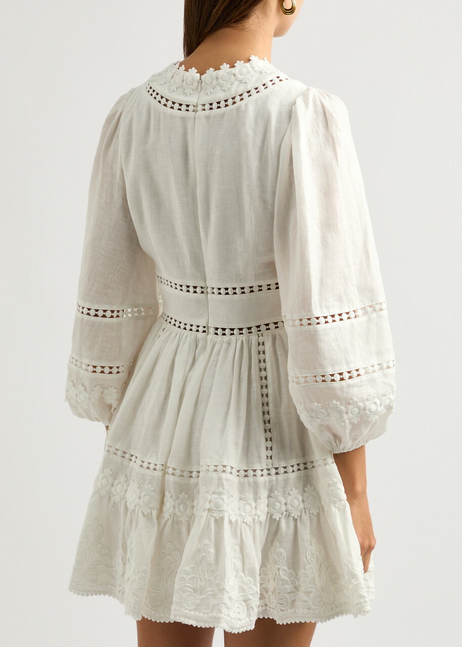 Zimmermann Pop Embroidered Linen Mini Dress Ivory Zimmermann Zimmermann Pop Embroidered Linen Mini Dress Ivory Zimmermann