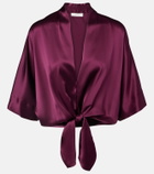 The Sei Cropped silk charmeuse top