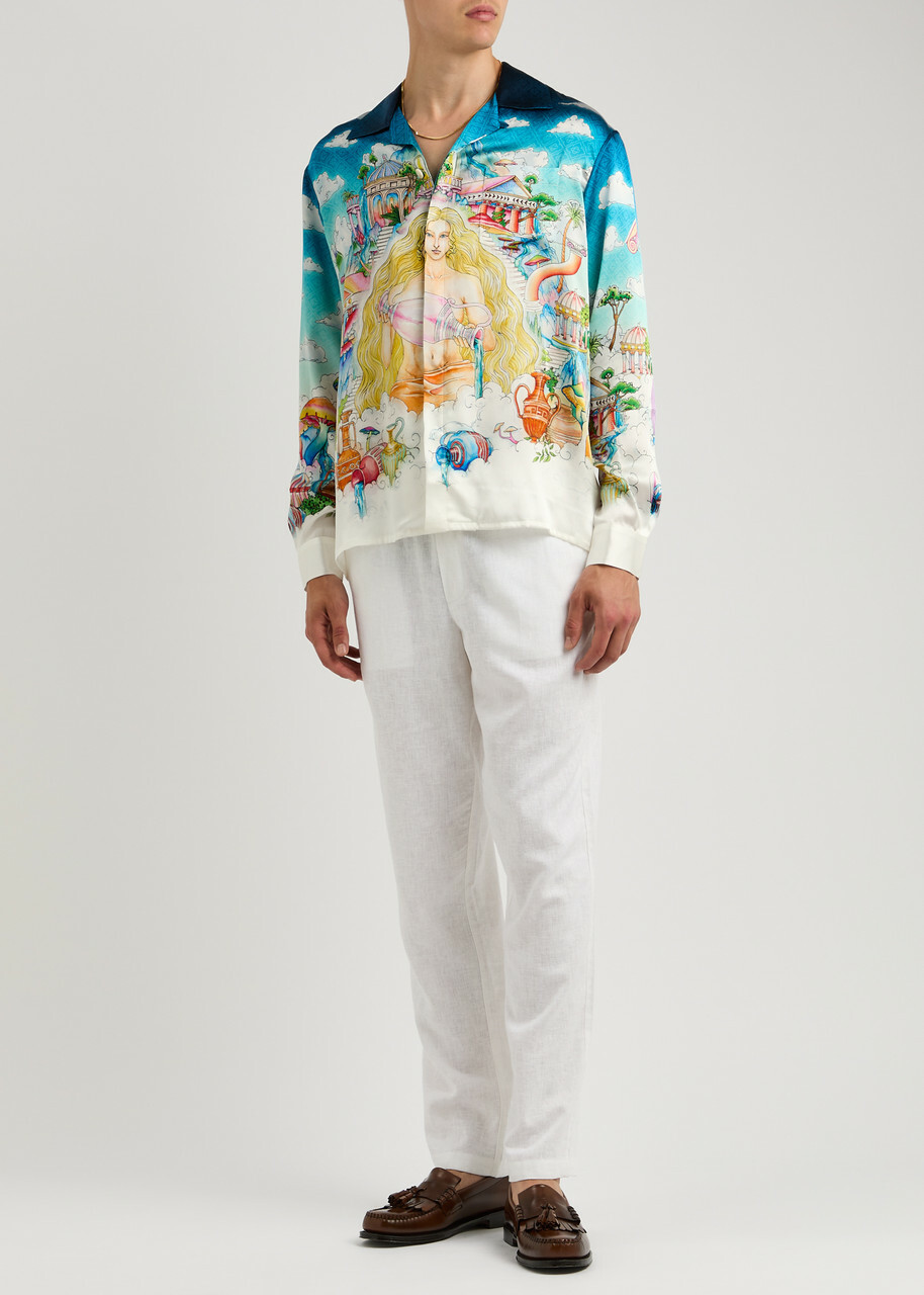 【CASABLANCA】The Road to Knowledge Casablanca Road To Knowledge Printed Silk-satin Shirt