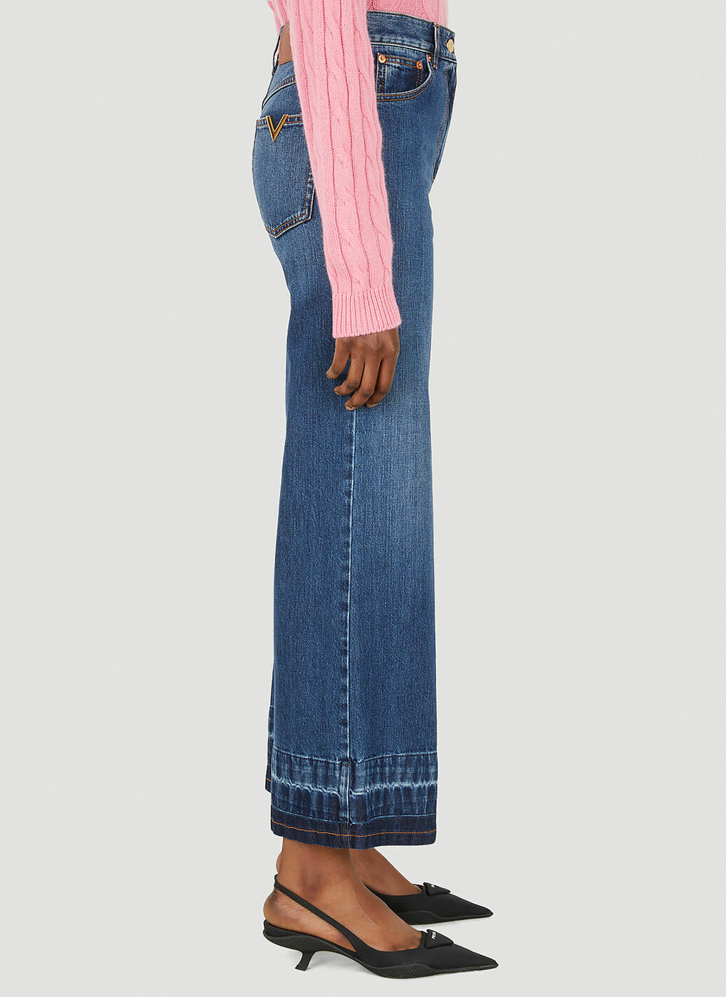Cropped Flare Jeans in Denim Valentino
