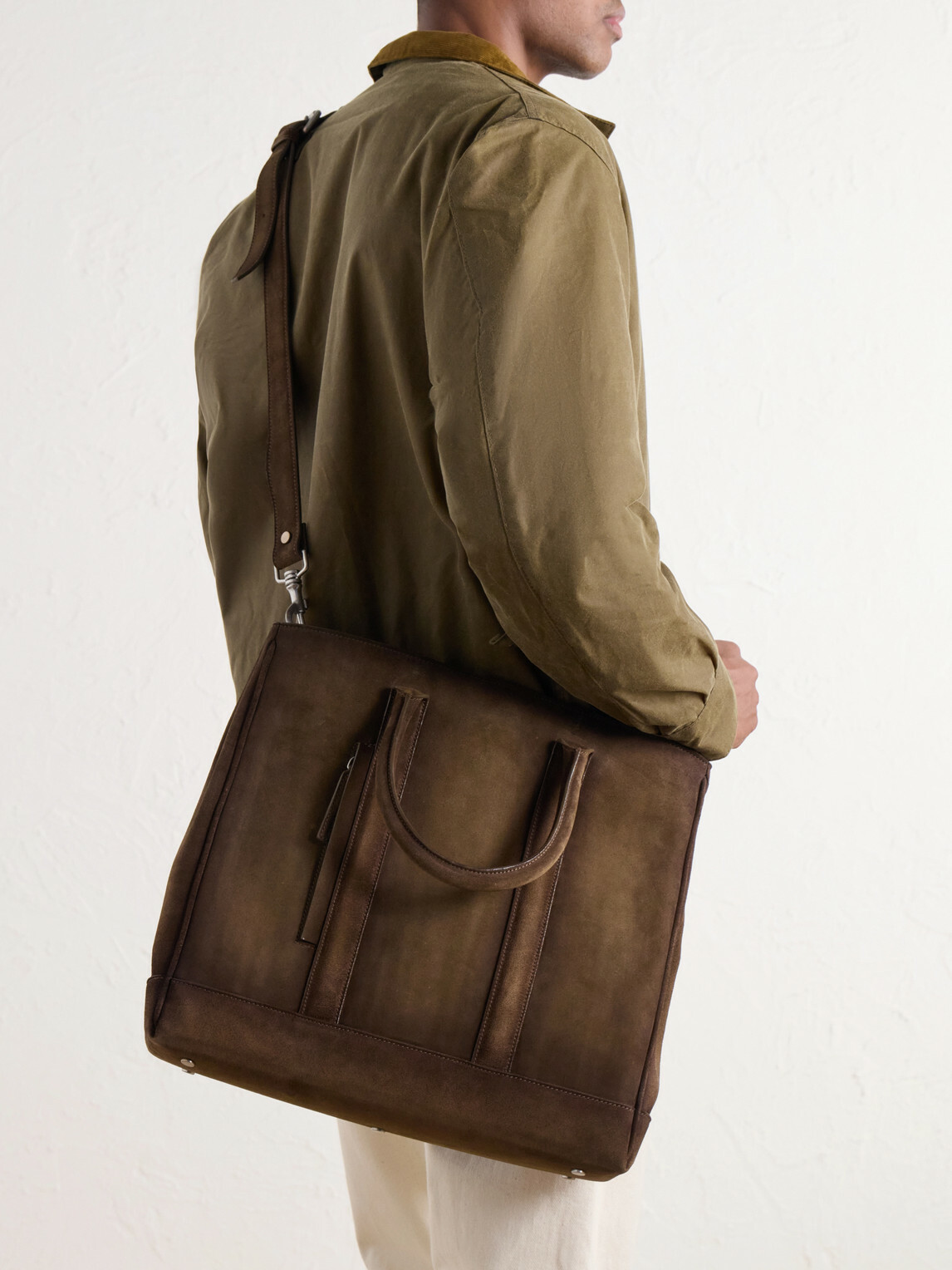 Officine Creative - Quentin/026 Cashmere-Lined Suede Tote Bag - Brown