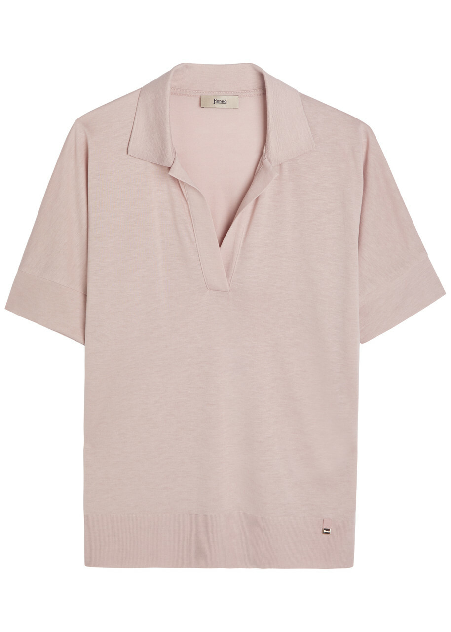 Herno Fine-knit Polo top Light Pink
