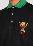 Cat Patch Polo Shirt in Black