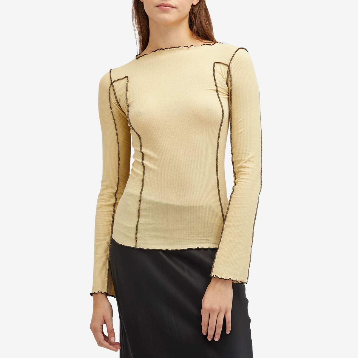 Baserange Women's Omato Long Sleeve Top in Hen Yellow Baserange