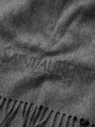 SAINT LAURENT - Logo-Embroidered Fringed Cashmere Scarf