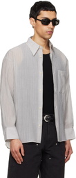 TONYWACK Gray Lyocell Oversized Stripe Shirt